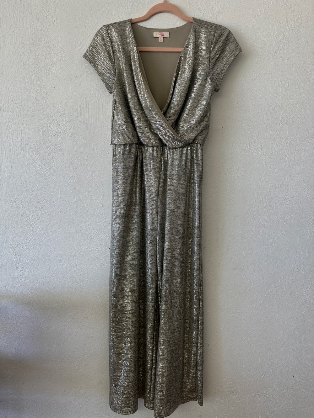 GB girls Metallic Silver Wide-Leg Jumpsuit